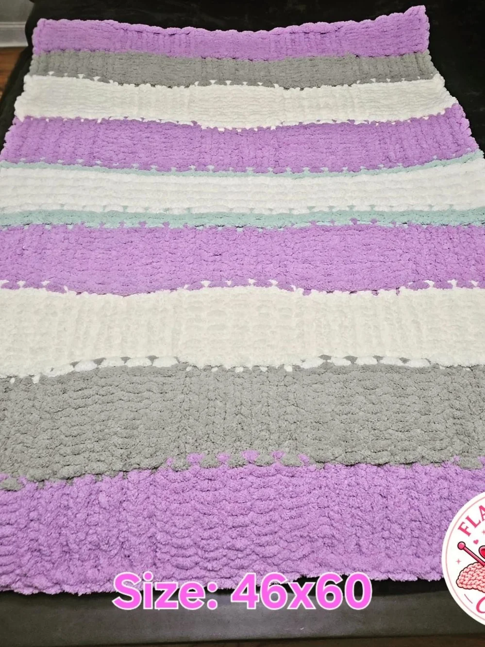 Cozy Striped Plush Throw Blanket in Purple, Gray & White - Flashpoint Cozy Co.